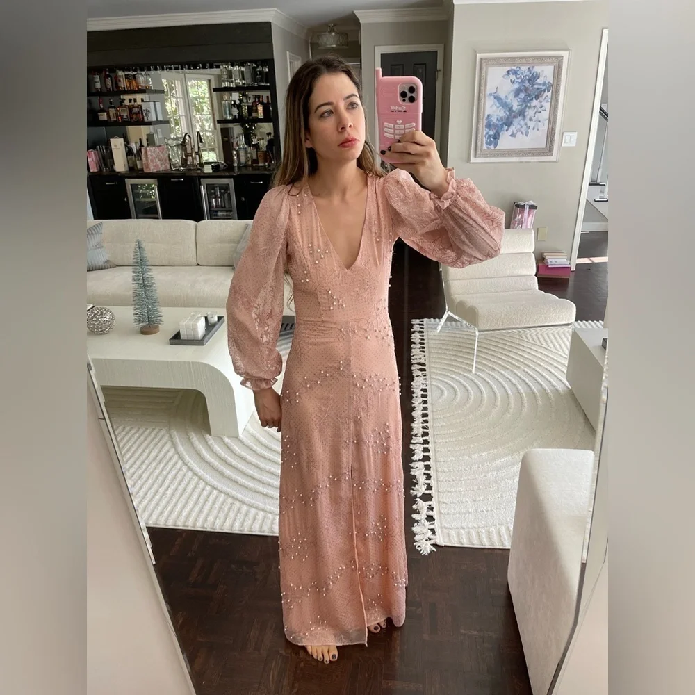 Uterque long sleeve coral pearl gown - Picture 6 of 6